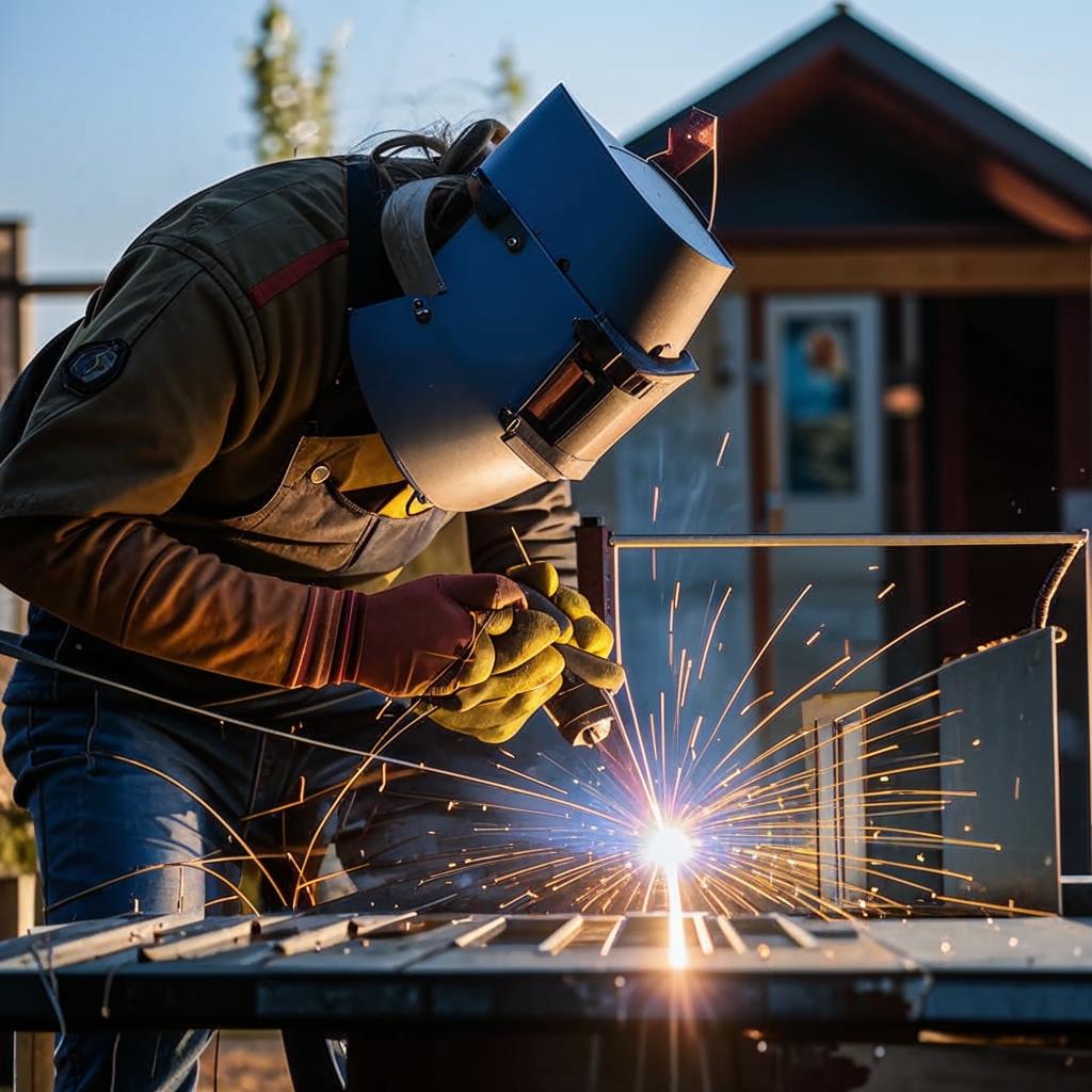 Калитка из металла       Установка калитки и сварочные работы. Опытный строитель и сварщик делится знаниями об установке калитки и сварочных работах при её монтаже, а также даёт рекомендации по выбору материалов и сварочным работам для калитки из металла. установка калитки, сварочные работы, строительство, металл, калитки, двери, материалы для калитки, рекомендации по материалам, сварка металла